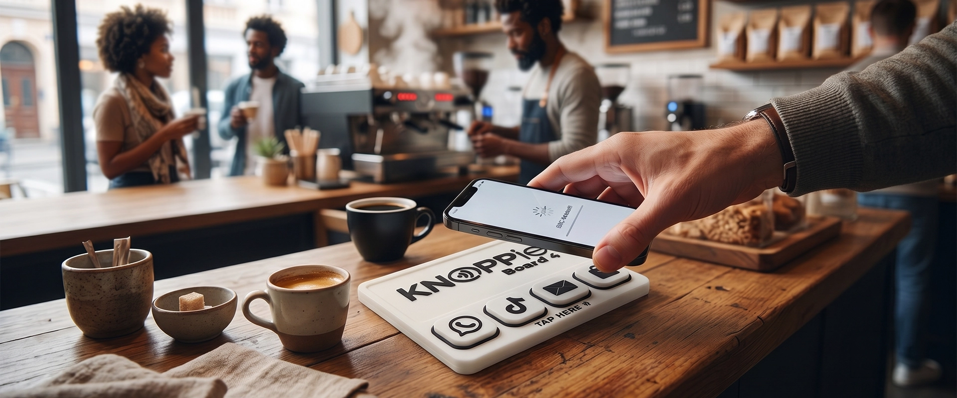 Knoppie NFC Tag Coffee & Restaurant Display Banner